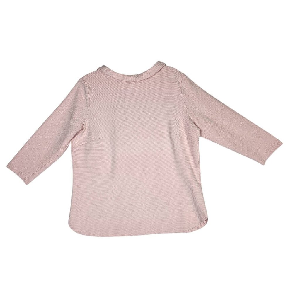 Talbots Audrey Pink Collar Top Blouse 1X Plus Size Button Back